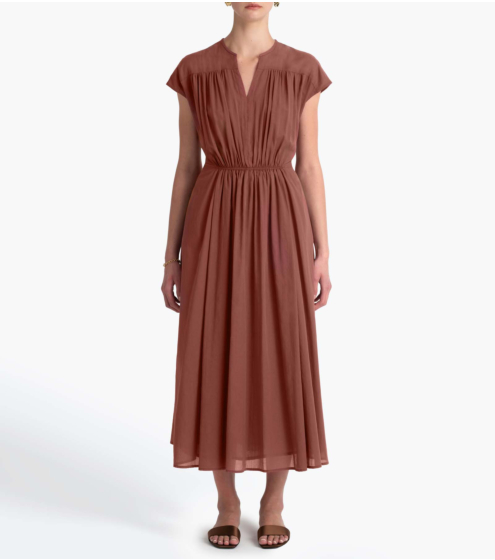 Φόρεμα V Midi σε Cotton Voile