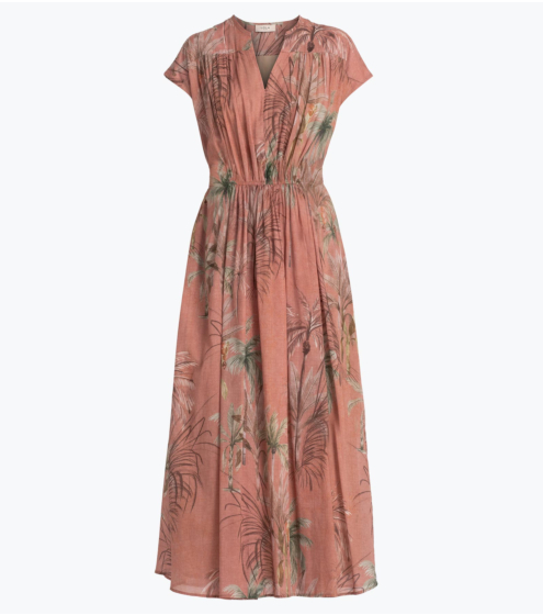 Φόρεμα Midi σε Voile Tropical Print