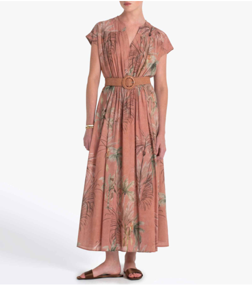 Φόρεμα Midi σε Voile Tropical Print