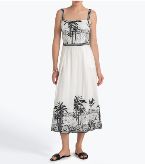 Φόρεμα Panel Print σε Linen Blend