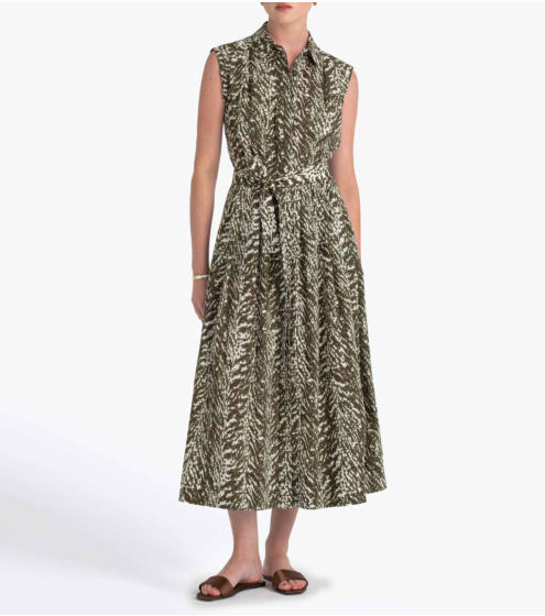 Φόρεμα Midi σε Εμπριμέ Ποπλίνα