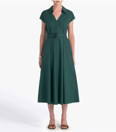 Φόρεμα V neck σε Stone Wash Poplin