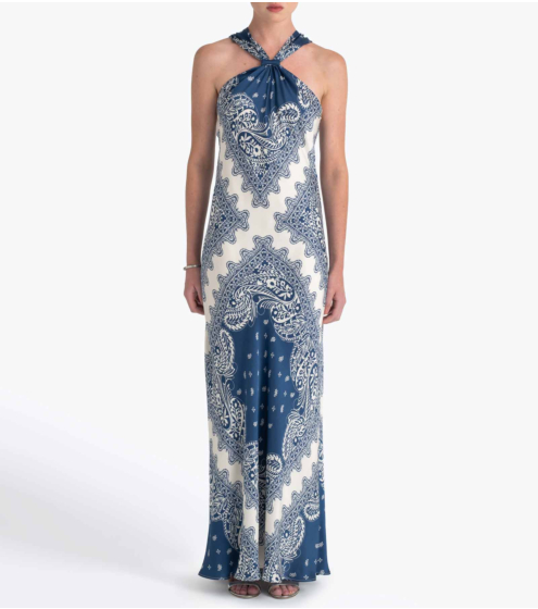 Φόρεμα Maxi σε Σατέν Panel Print