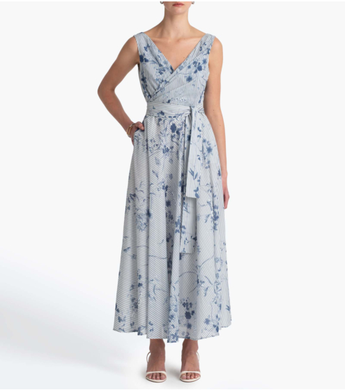 Φόρεμα με Δέσιμο σε Εμπριμέ Voile