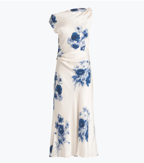 Φόρεμα Draped σε Floral Satin
