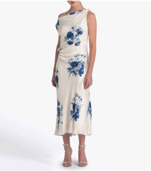 Φόρεμα Draped σε Floral Satin