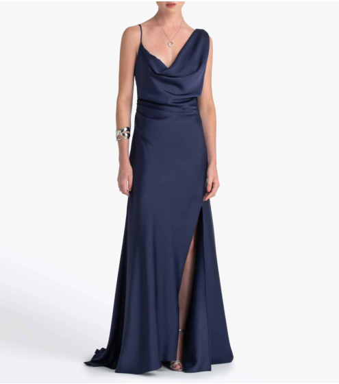 Σατέν Maxi Φόρεμα Με Πτυχώσεις