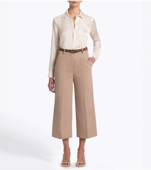 Παντελόνι Cropped σε Σατέν Γκαμπαρτίνα