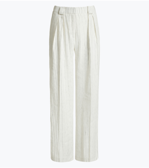 Παντελόνι με Πιέτες σε Ριγέ Linen Blend