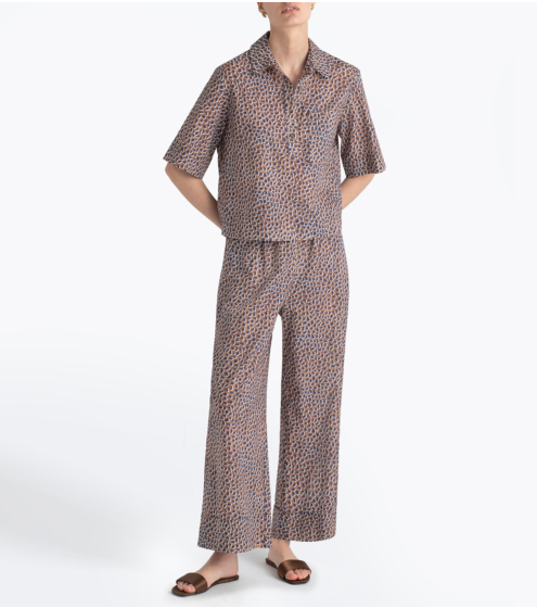 Παντελόνι Cropped σε Εμπριμέ Ποπλίνα