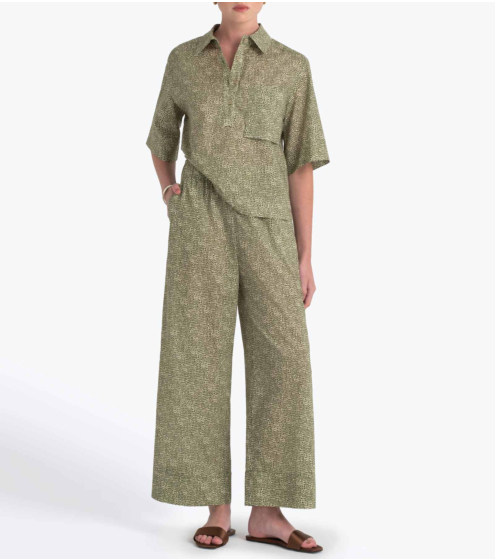 Παντελόνι Cropped σε Εμπριμέ Ποπλίνα