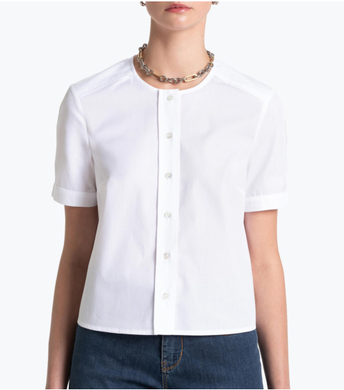 Πουκάμισο Collarless σε Ποπλίνα