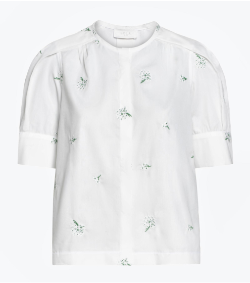 Πουκάμισο Collarless Σε Κεντημένη Ποπλίνα