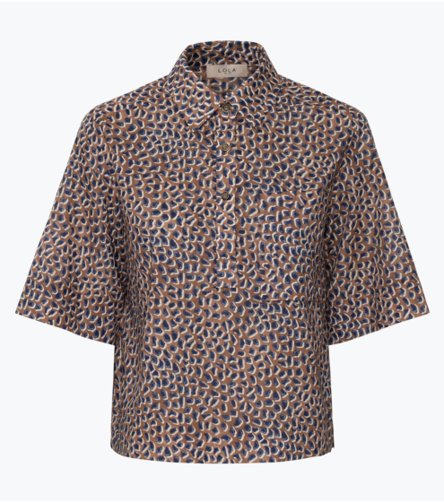 Πουκάμισο Cropped σε Εμπριμέ Ποπλίνα