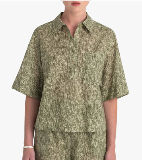 Πουκάμισο Cropped σε Εμπριμέ Ποπλίνα