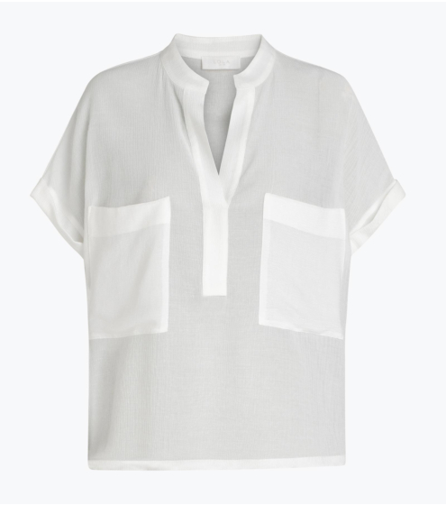 Πουκάμισο Collarless σε Crinkle Voile