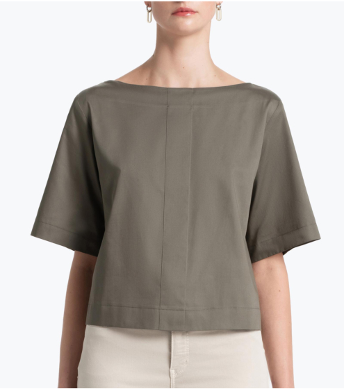 Mπλούζα Boxy σε Σατέν Ποπλίνα