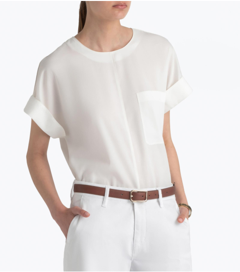 Μπλούζα Round Neck σε Σατέν Βατίστα