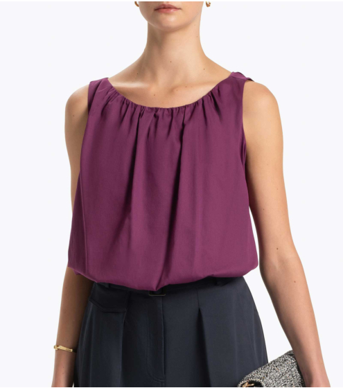 Τοπ με Πτυχώσεις σε Σατέν Ποπλίνα