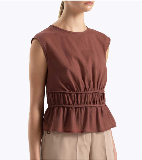 Top με Βολάν σε Cotton Boυάλ