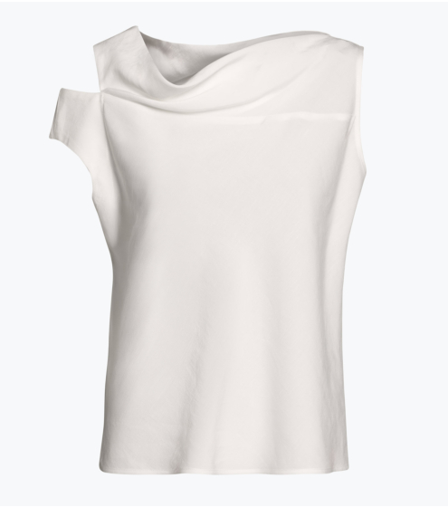 Μπλούζα με Ασύμμετρους Ώμους σε Viscose Linen Blend