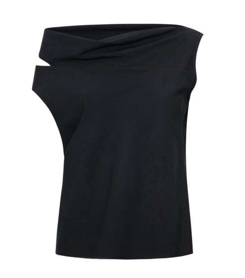 Μπλούζα με Ασύμμετρους Ώμους σε Viscose Linen Blend