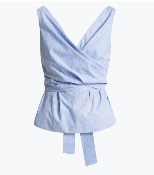 Top V Neck σε Ριγέ Ποπλίνα