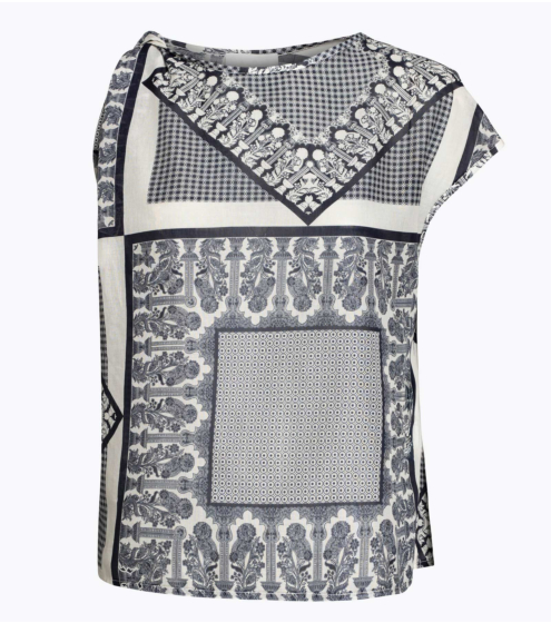 Tοπ Panel Print σε Cotton Βουάλ