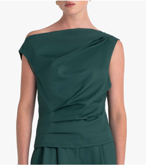 Μπλούζα Draped σε Stone Wash Poplin