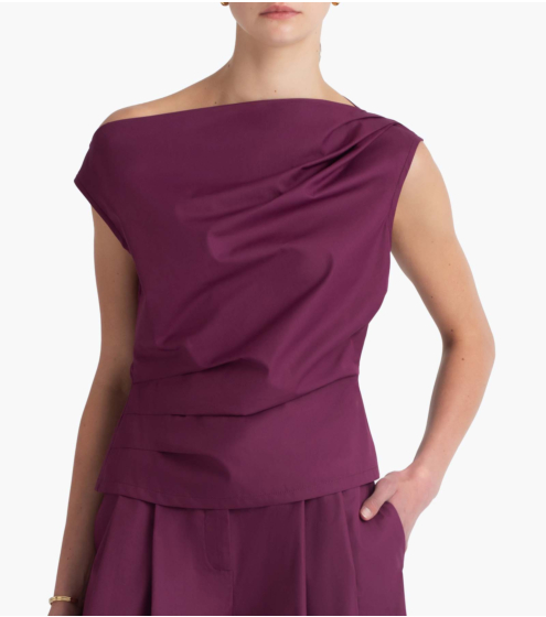 Μπλούζα Draped σε Stone Wash Poplin