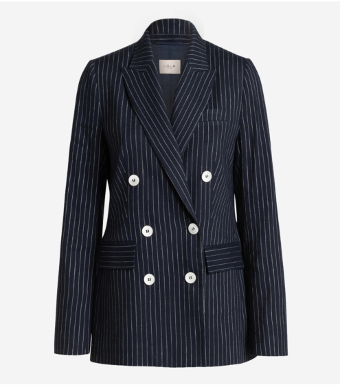 Blazer Σταυρωτό σε Ριγέ Linen Blend