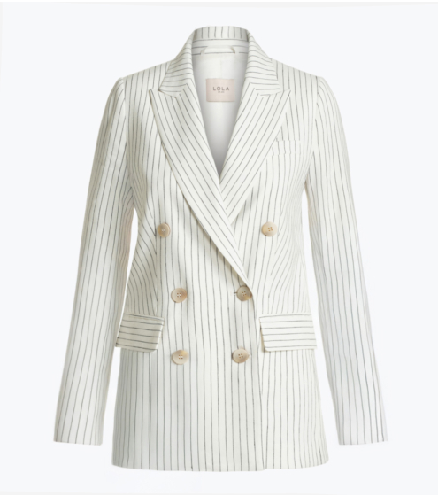 Blazer Σταυρωτό σε Ριγέ Linen Blend