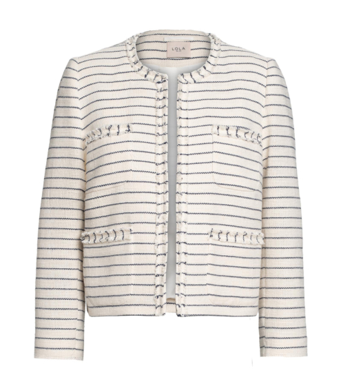 Zακέτα Cropped σε Ριγέ Cotton Boucle