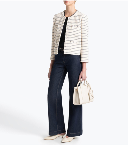 Zακέτα Cropped σε Ριγέ Cotton Boucle