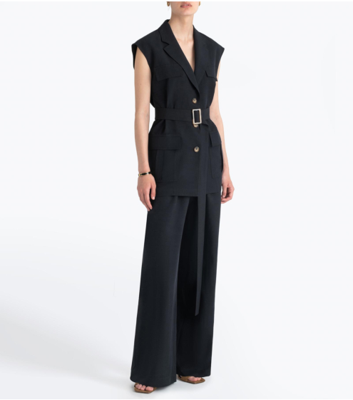 Γιλέκο Saharienne σε Viscose Linen Blend