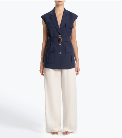 Γιλέκο Saharienne σε Viscose Linen Blend