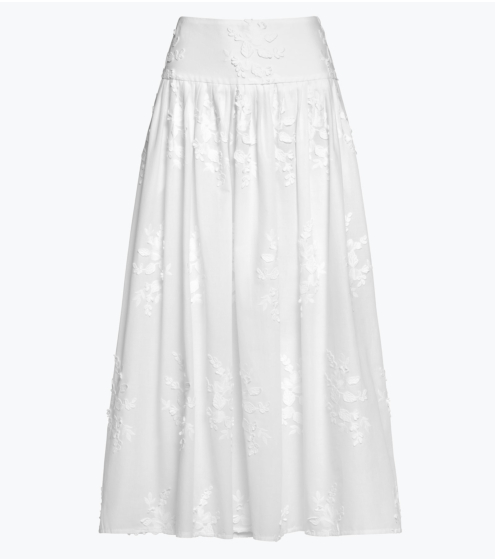 Φούστα Midi σε Κεντημένη Ποπλίνα