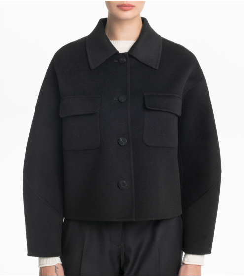 Πανωφόρι Cropped με Μαλλί και Κασμίρ