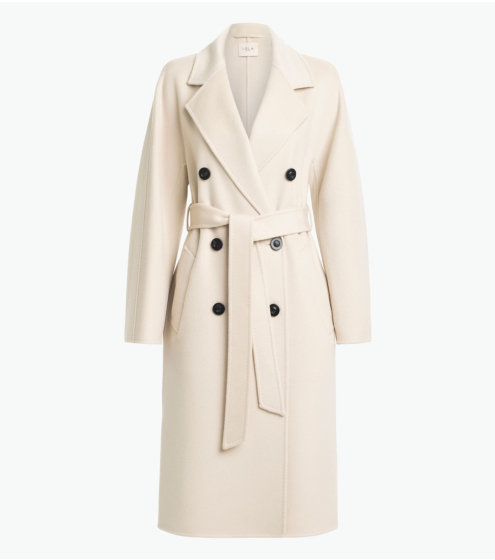 Παλτό Σταυρωτό με Μαλλί, Κασμίρι & Μετάξι