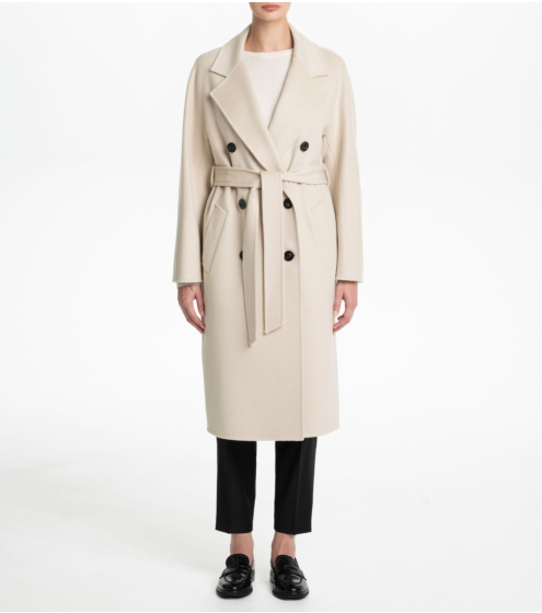 Παλτό Σταυρωτό με Μαλλί, Κασμίρι & Μετάξι