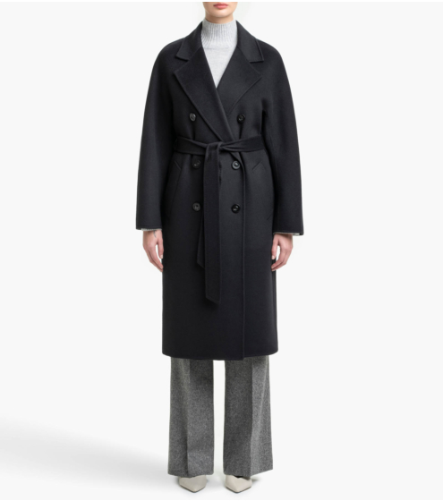 Παλτό Σταυρωτό με Μαλλί, Κασμίρι & Μετάξι