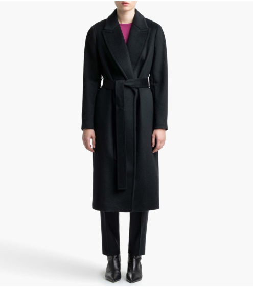 Παλτό με Ζώνη σε 100% Μαλλί