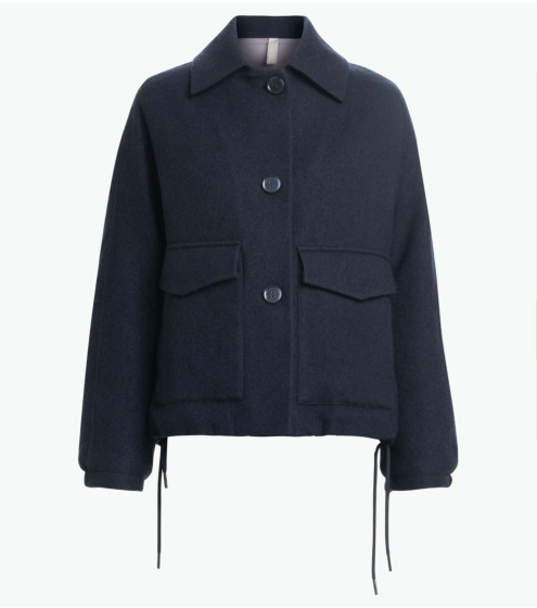 Κοντό Jacket σε 100% Μαλλί με Κιμονό Μανίκια