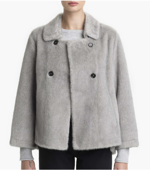 Ζακέτα Overcoat Σταυρωτή σε Faux-fur