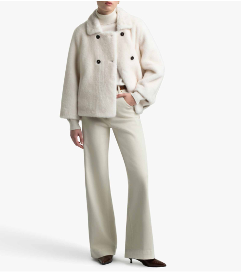 Ζακέτα Overcoat Σταυρωτή σε Faux-fur