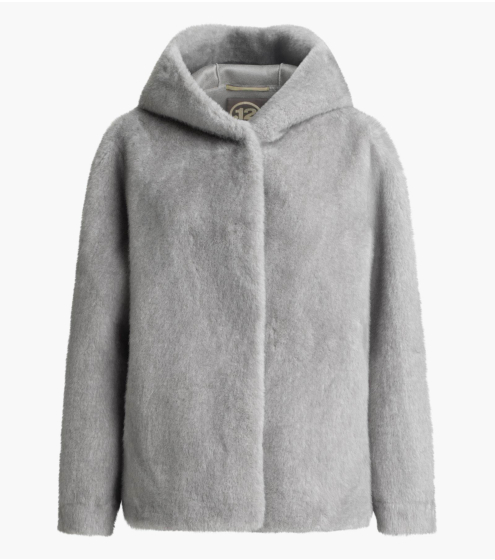 Ζακέτα Overcoat σε Faux-Fur με Κουκούλα