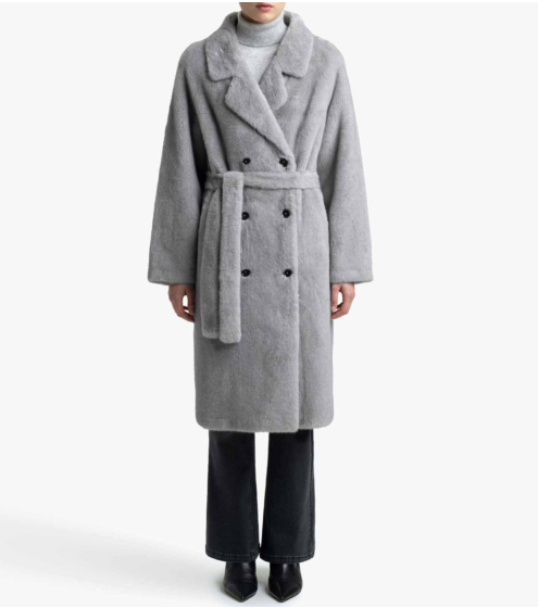 Παλτό με Ζώνη σε Faux-fur