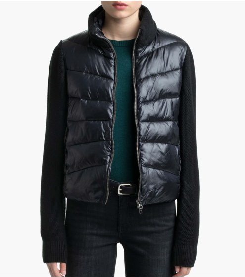 Κοντό Μπουφάν με Πλεκτές Λεπτομέρειες