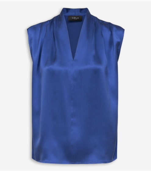 Aμάνικη Μπλούζα με Πιέτες σε Ολομέταξο Σατέν