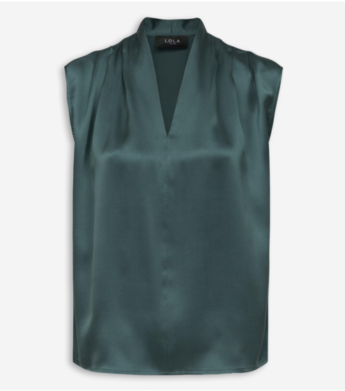 Aμάνικη Μπλούζα με Πιέτες σε Ολομέταξο Σατέν